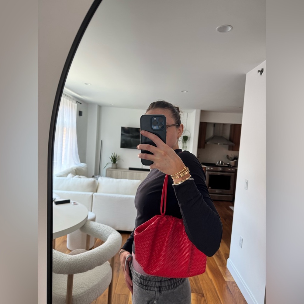 Anthropologie Red Woven Convertible Bag